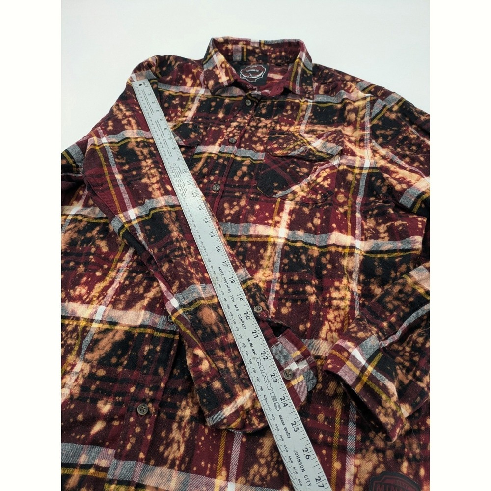 Angry Minnow Flannel Mens XL Plaid Brushed Button Up Long Sleeve Tattoos - Picture 5 of 9